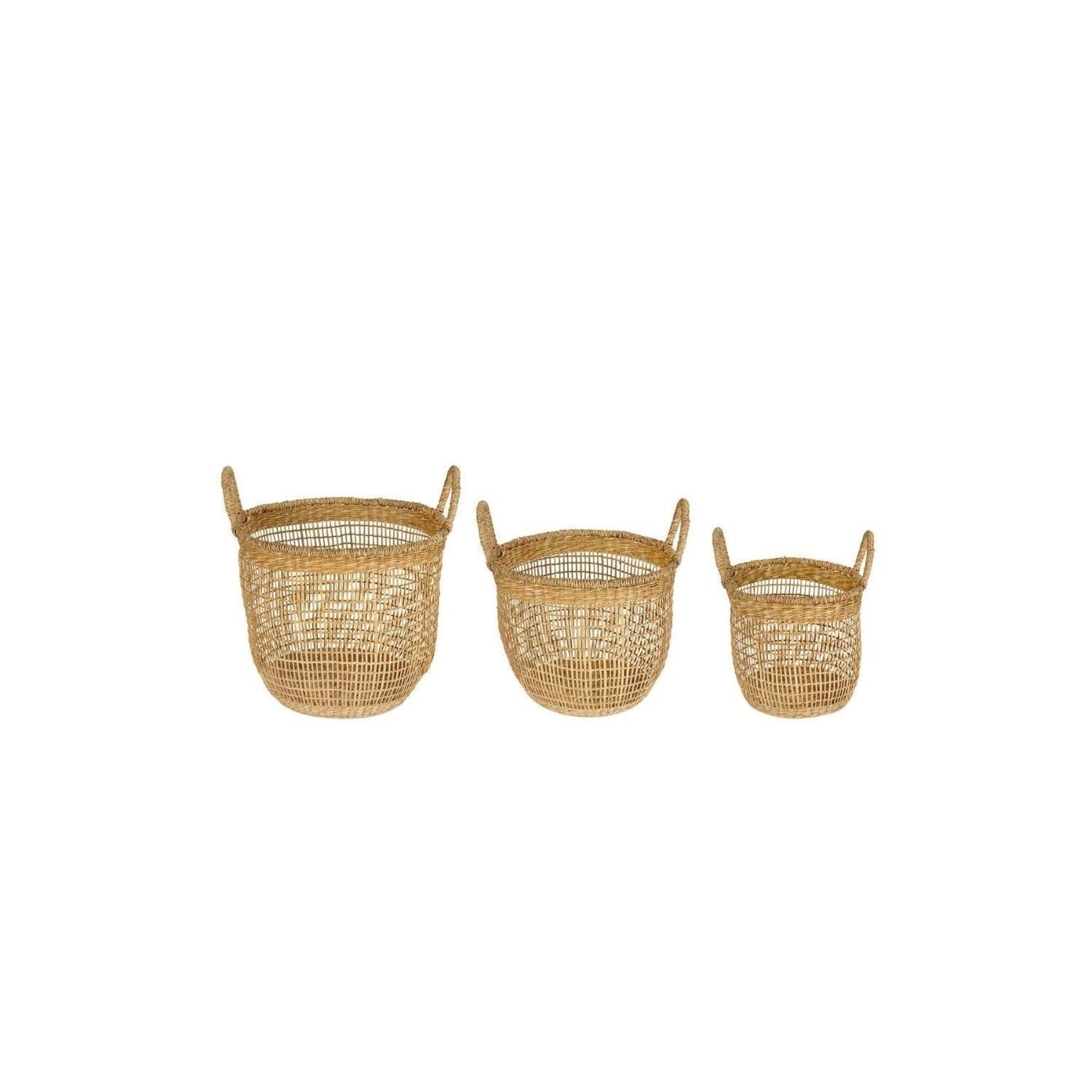 Set 3 Cestas Alga Marina Ø35x37 Natural para solucionar el desorden del hogar