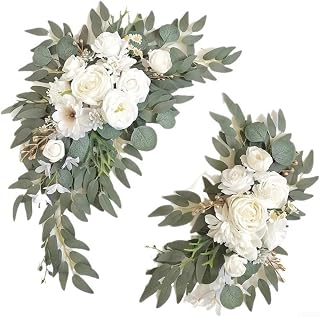 2 piezas de flores para respaldo de silla de boda, decoración de flores para respaldo de silla, ramo de simulación, decoración de ceremonia de boda, ceremonia de compromiso, fiesta de cumpleaños