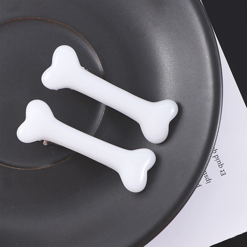 4 Pcs Dog Bone Hair Clips Black/White Hairpins Halloween Christmas Decorative Hair Clips Cosplay Costume Hair Accessories for Women Girls image 4