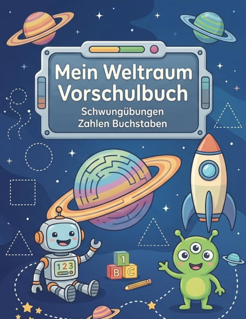 Weltraum Vorschulbuch ab 4 Jahren: Spielerisch lernen mit Planeten, Raketen und Astronauten – Ausmalen, Rätsel und Nachspuren zur Förderung von Konzentration und Feinmotorik