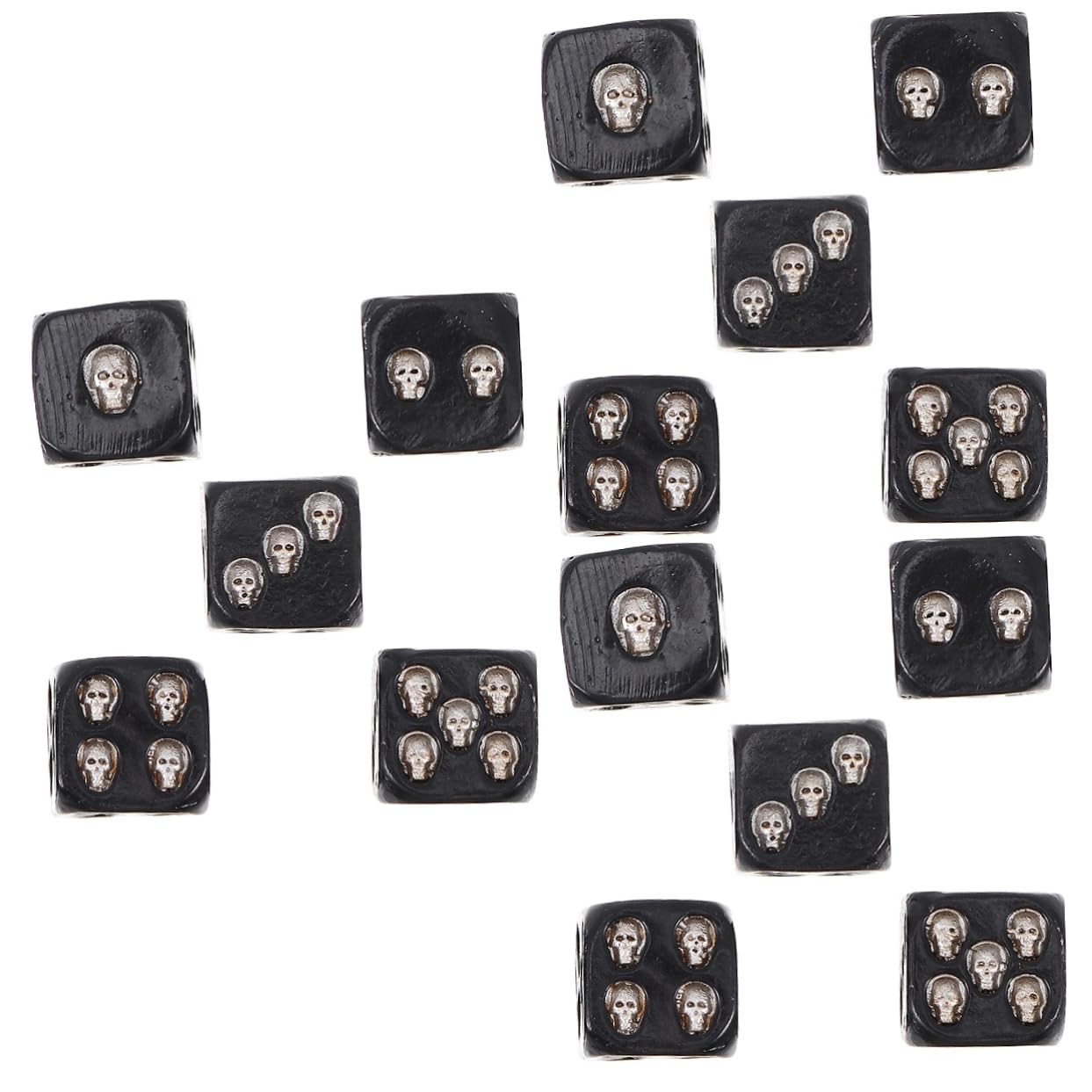 ibasenice 15pièces Dés De Crâne De Dés Faces pour Jeux De Société Et Accessoires Amusants pour Bars Et Événements Noir