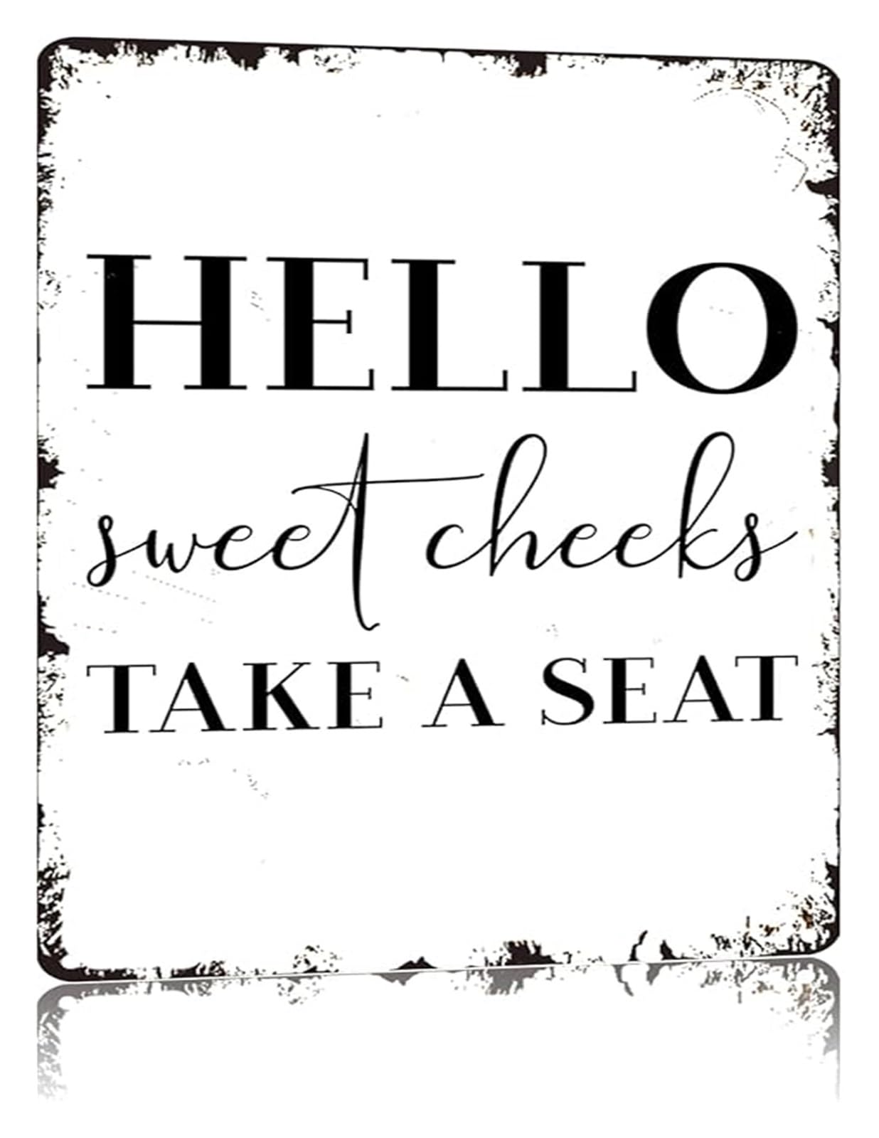 PKNVKZIDK Bathroom Humor Sign Hello Sweet Cheeks Take a Seat Vintage Metal Tin Sign for Powder Room Restroom Family Bathroom 8 X 12 in
