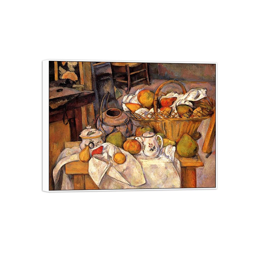 SDYSKKUG Canvas Wall Art Picture Decor Kitchen by Paul Cezanne 50x40cm White Frame