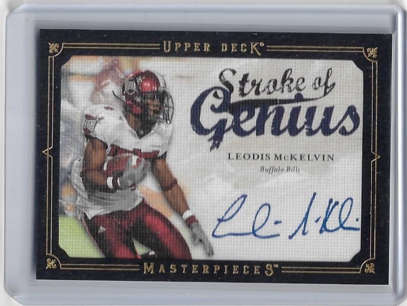 Leodis McKelvin Autographed Stroke of Genius Collectible Football Card - 2008 Upper Deck Masterpieces Football Card #SOG63 (Bills)