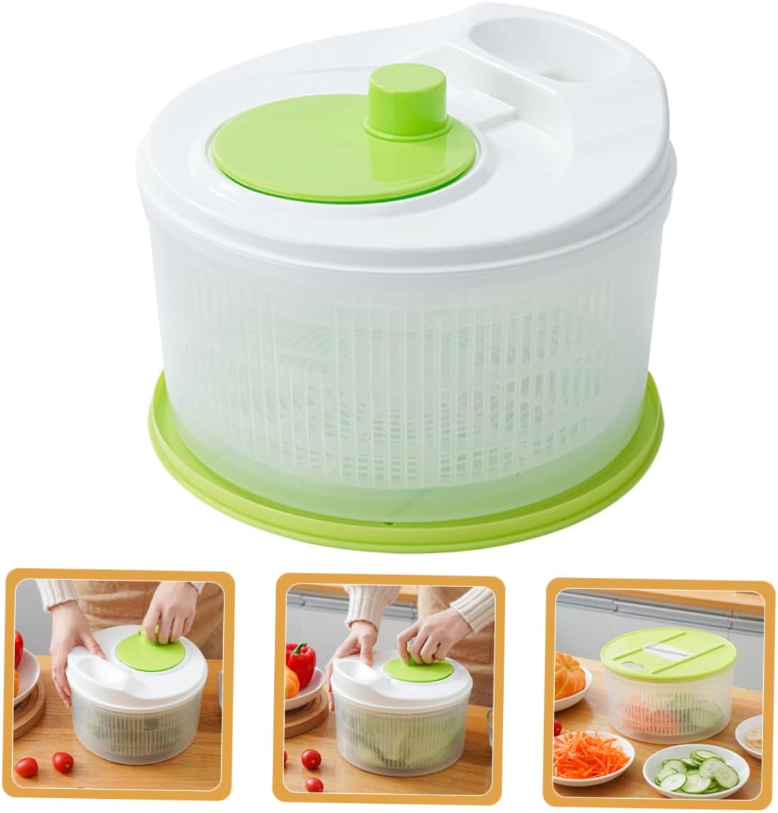 VOSAREA Fruit Salad Dehydrator Vegetable Dryer Spinner Slicer Salad Slicer Vegetable Washer White