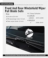 Vista 2 de Repuesto para Lexus UX250h 2019-2020, Mazda 5 2006-2015 Limpiaparabrisas silencioso -FAPIUO limpiaparabrisas delantero y trasero de 26 pulgadas, 16