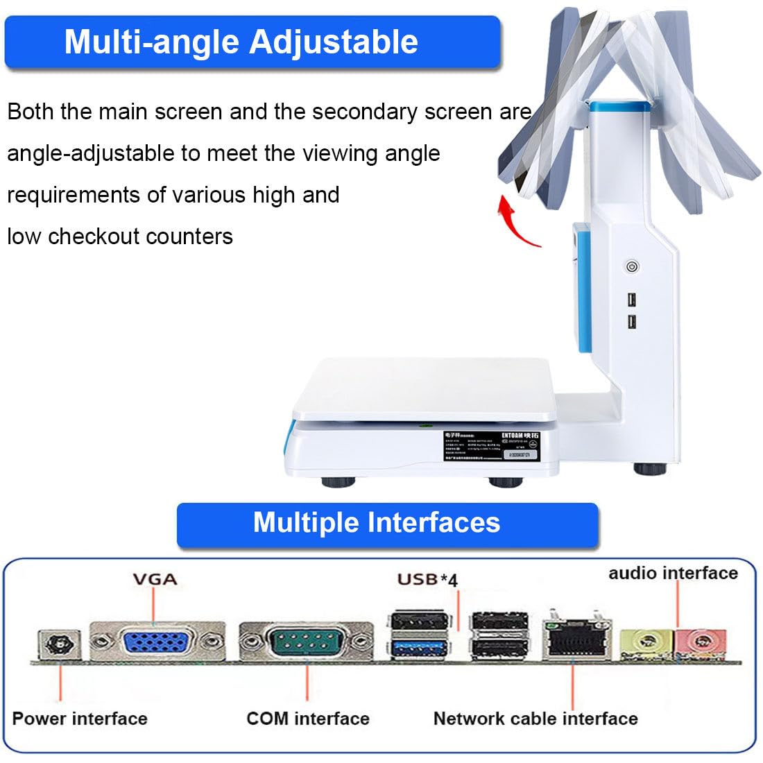 Système De Point De Vente avec Balance,Caisse Enregistreuse Windows,écran Tactile Capacitif 15,6 Pouces,pour Commerce Détail Et L'hôtellerie-Restauration,8 Go Ram,Ssd 256 Go,Imprimante 58 Mm