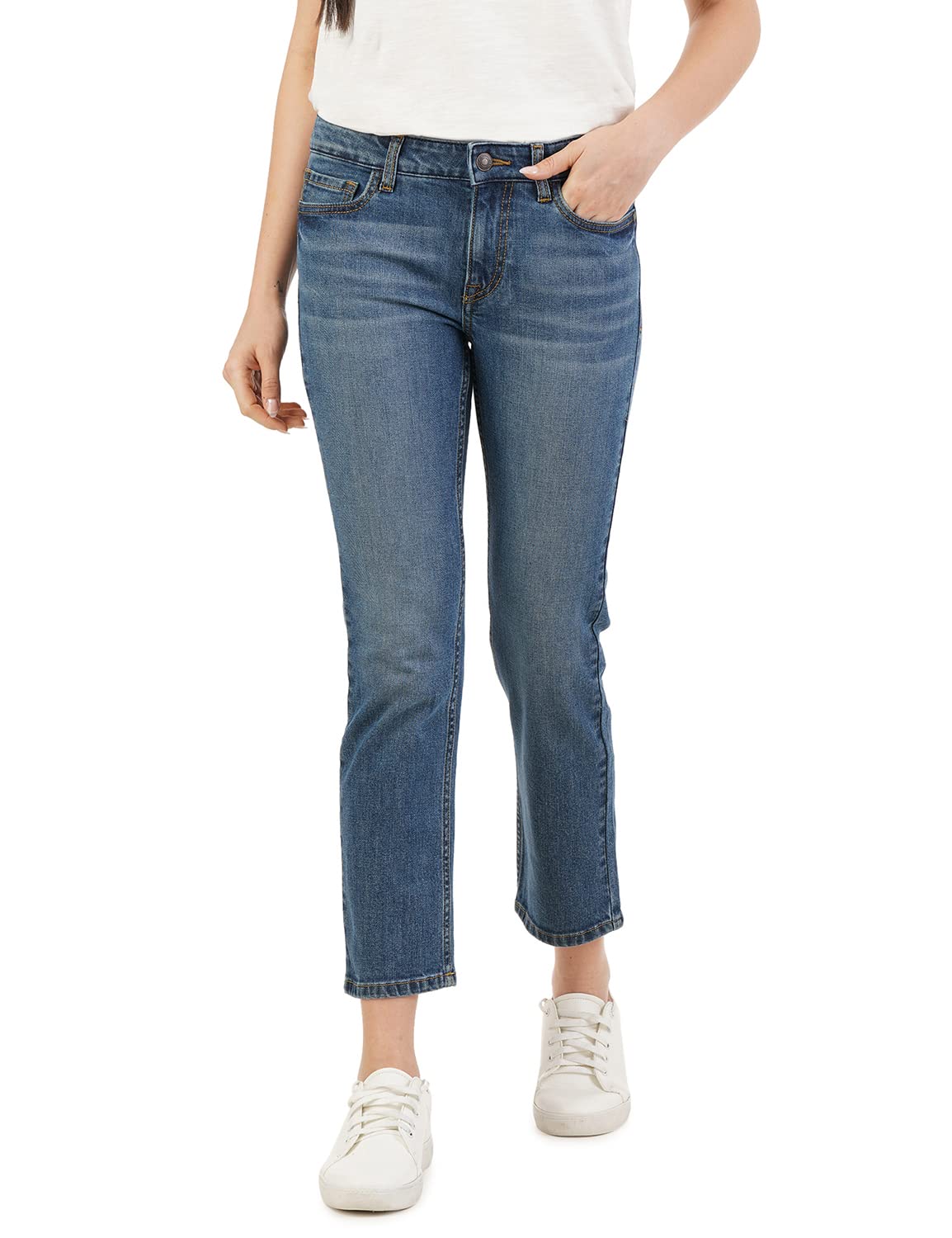 Sponsored Ad - Women's Slim Fit Jeans - Mid-Rise | Cotton Blend | Stretchable Fabric | Classic 5 Pocket Styling