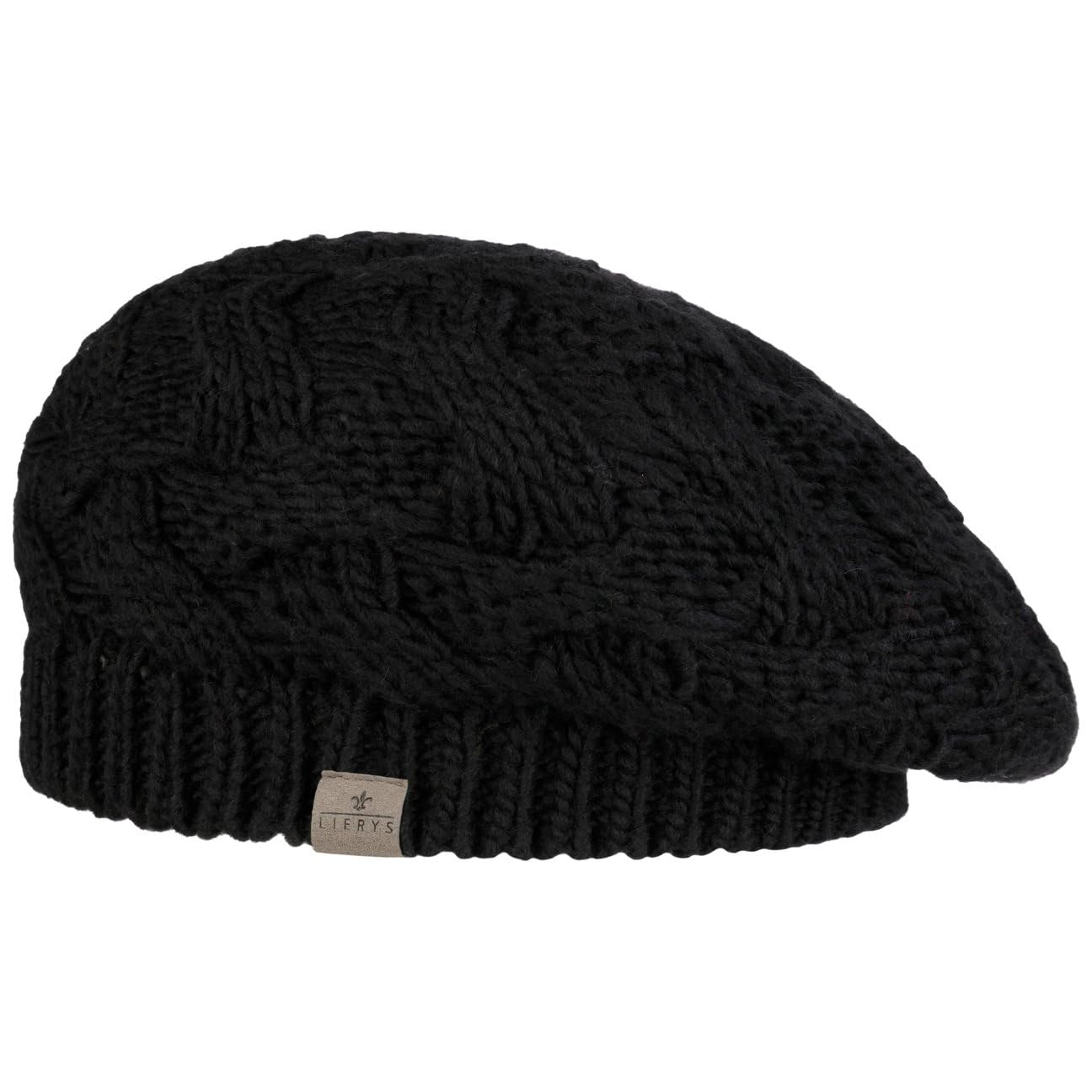 Lierys Women's Black Jesila Beret - Knitted Hat With New Wool - Hat Made In Germany -French ' Beret - Fall/Winter Wool Hat - One Size