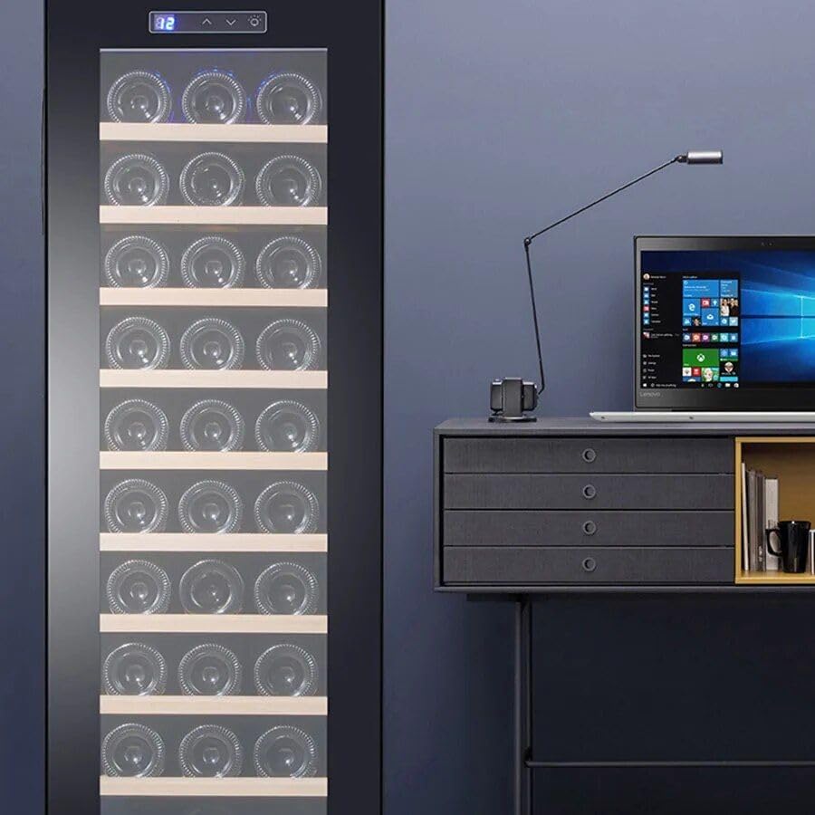 Generic Elegant Modern Metal Wine Cabinet with Glass Holder and Refrigerator Storage, Black