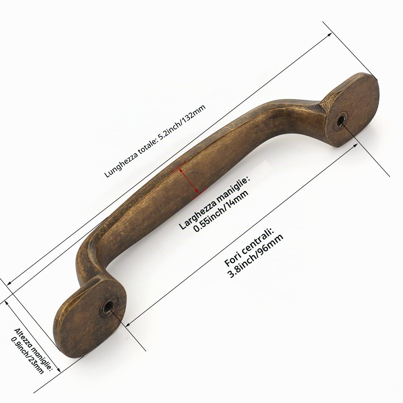 FURNIWARE Confezione da 12 maniglie in ottone anticato per armadietti da cucina, cassetti, elettrodomestici, armadietti, cassetti, armadi, porte, ottone, 96 mm