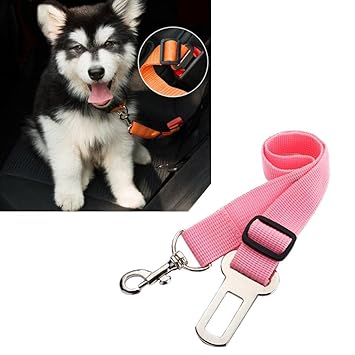 arythe Adjustable Pet Cat Dog Car Seat Belt Safe Restraint Harness Lead Clip Pink
