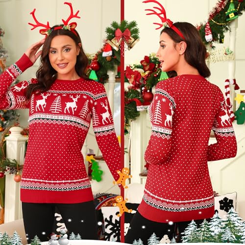 Image of Totatuit Womens Oversized Sweaters Casual Long Sleeve Crewneck Striped Knit Pullover Tops Cute 2025 Fall Sweaters