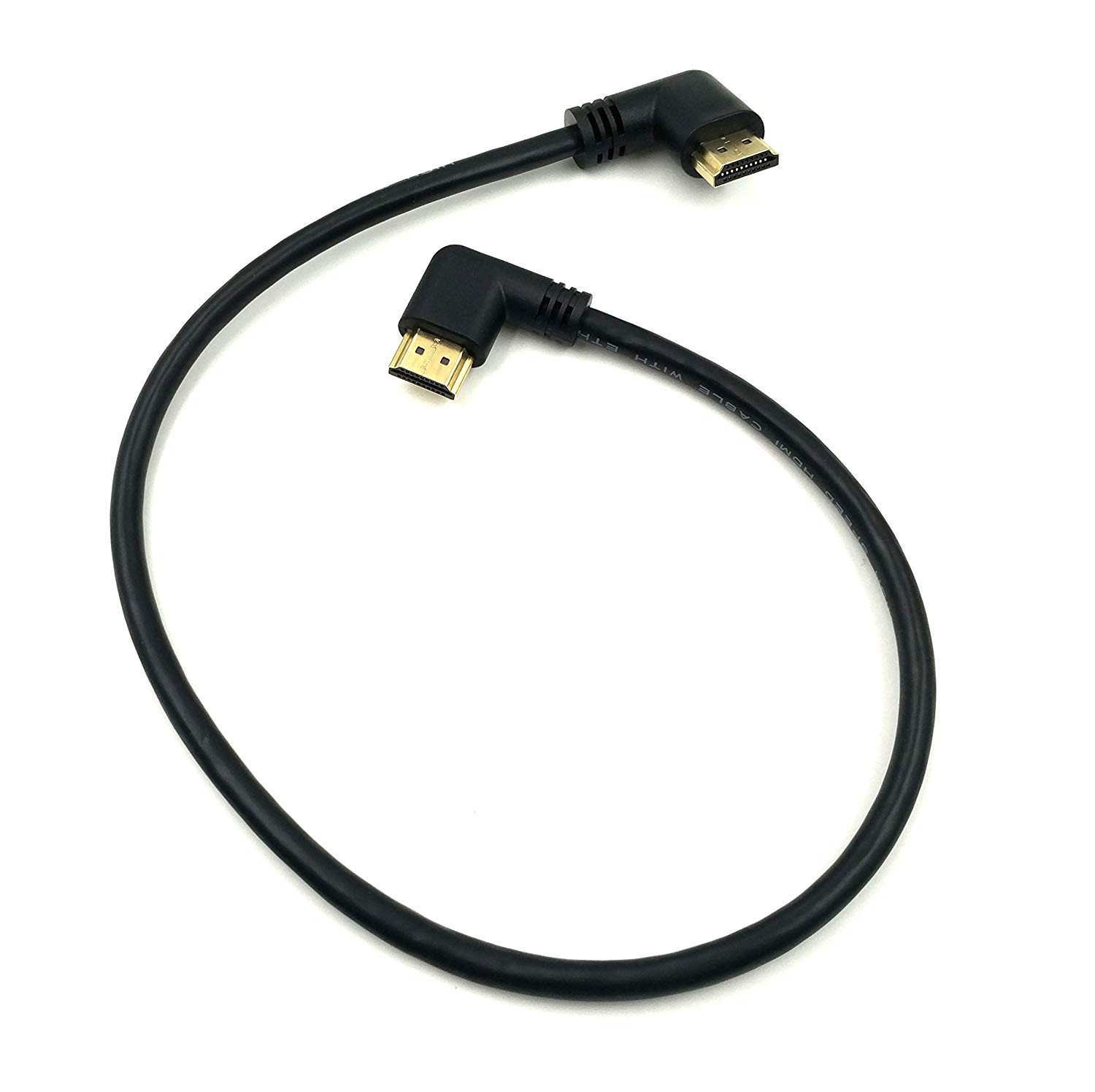 Rosebe L字型HDMI2.0ケーブル，ゴールド金メッキ端子 60Hz 4K＊2K ハイスピード HDMI オス-オス L字型 3D  HDMIケーブル (左向き/右向き) (1M)