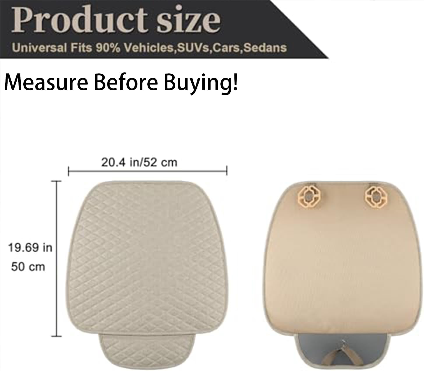 West Llama Linen Car Seat Covers,Bottom Seat Covers for Cars Include 2 Piece Front Driver Seat Pad Mat Universal Fits 90% Vehicles,SUVs,Cars,Sedans(2Piece-Beige)
