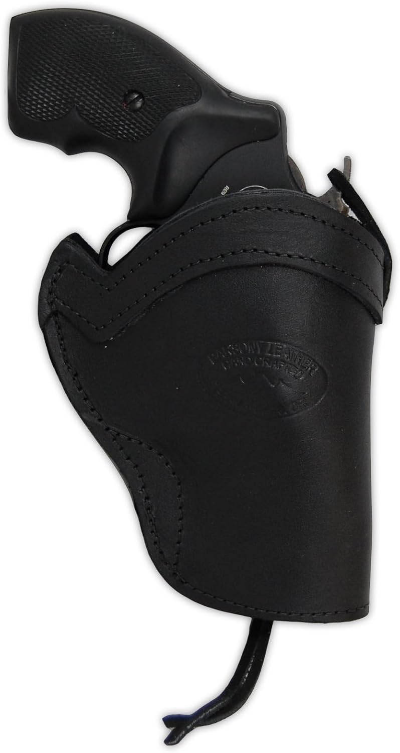 Barsony New Black Leather Western Style Holster for Snub-Nose or 2" 22 38 357 41 44 Revolvers