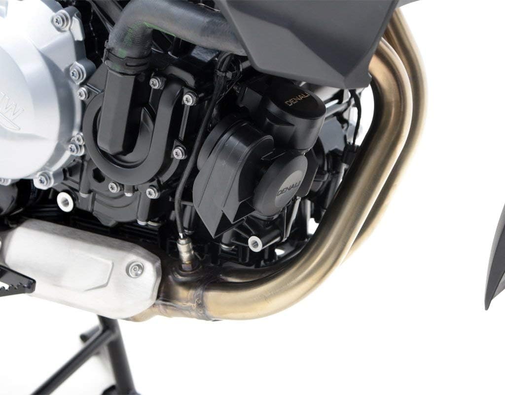 Motorcycle engine area with horn mount location