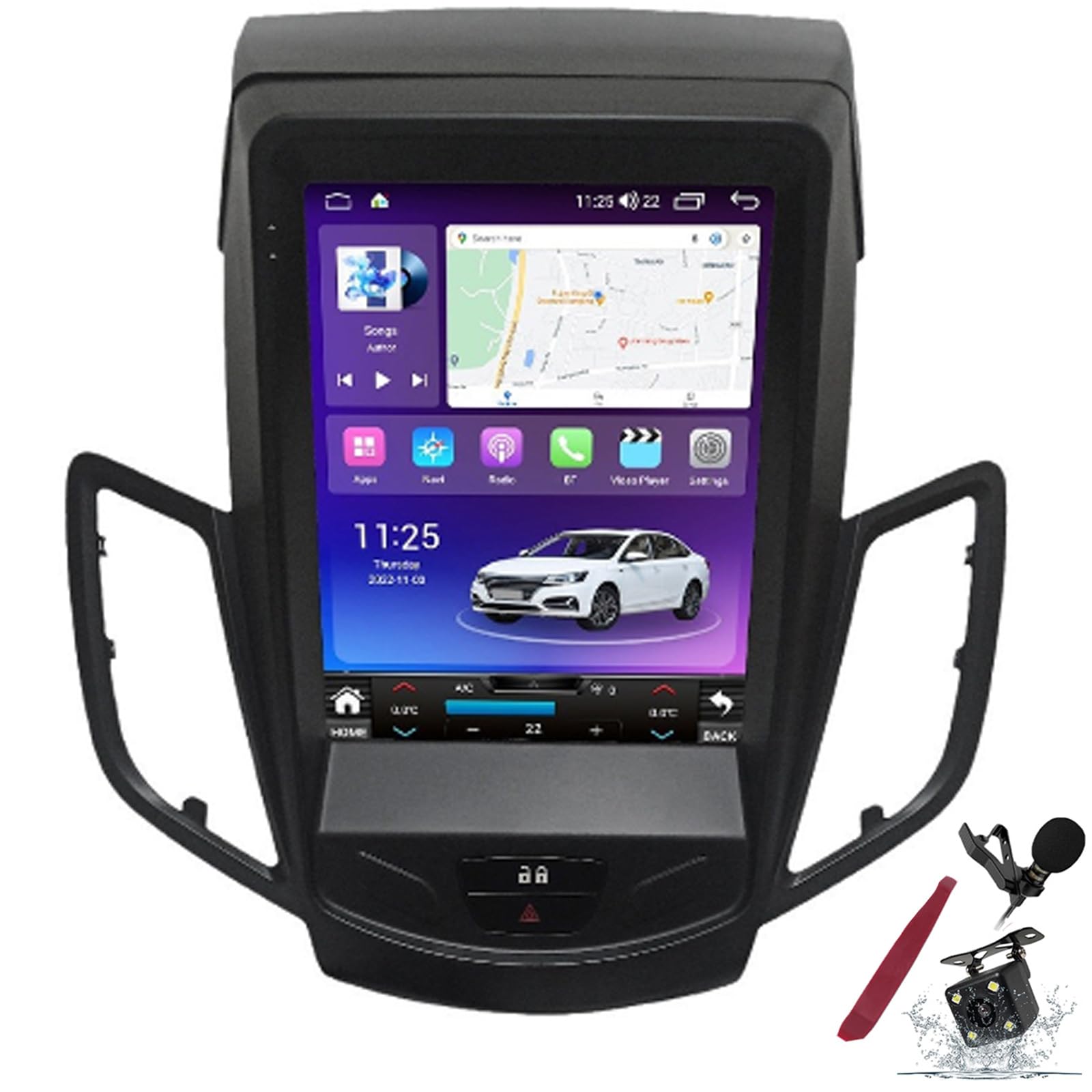 Autoradio Android 15 connecté pour voyager en Ford Fiesta avec navigation GPS et Carplay