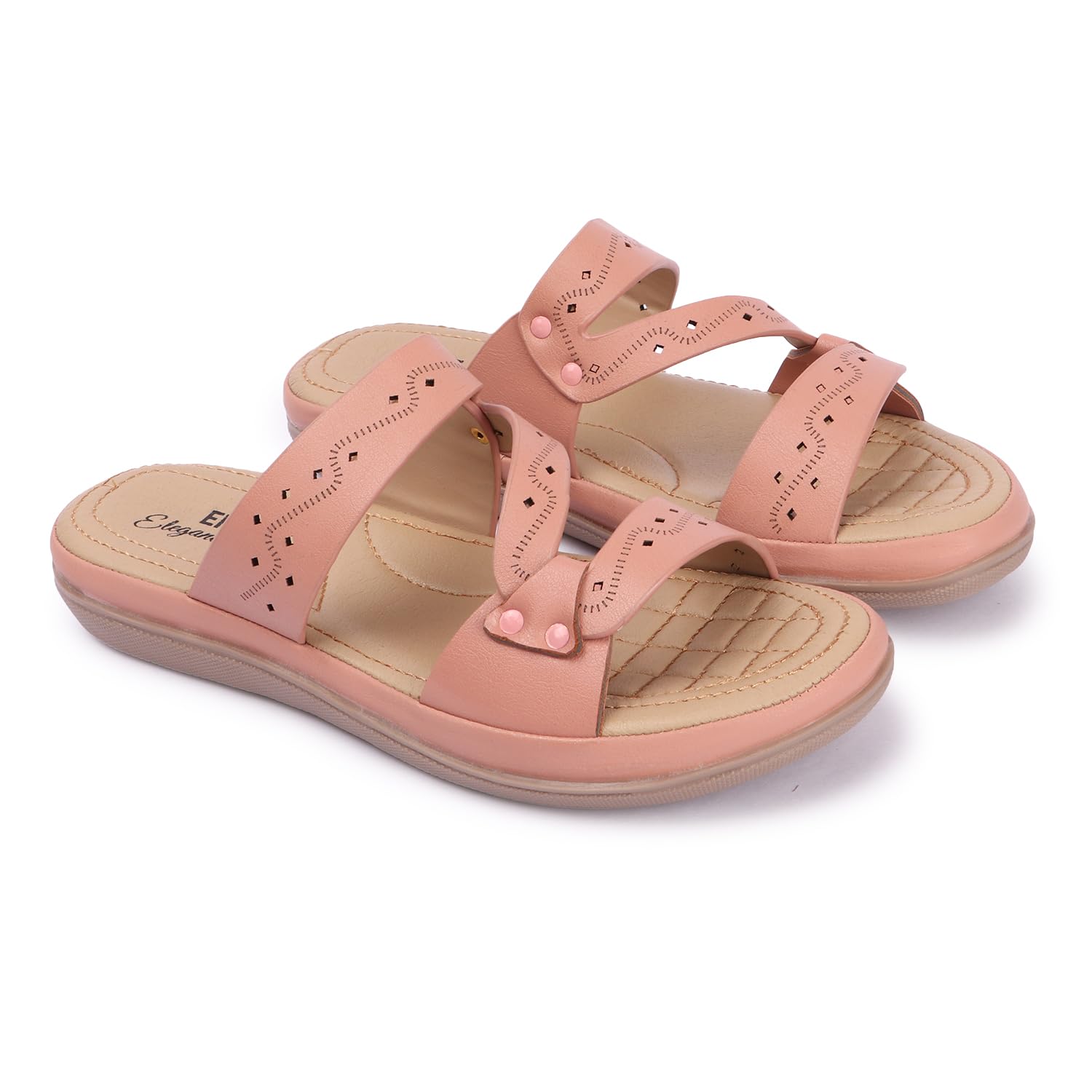 Elegant feet Women Stylish Flats Slip on Sandals Fashionable Casual Daily, Office Wear Fancy Comfortable Flat Slippers for Ladies Peach (B0CWVB829B) Amazon Price History, Amazon Price Tracker