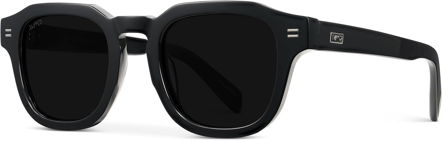 WMP Eyewear – Men’s Square Polarized Sunglasses: Thick Acetate Frame, Bold Geometric Shape, 5-Barrel Hinges, Retro 60s Design - Image 7