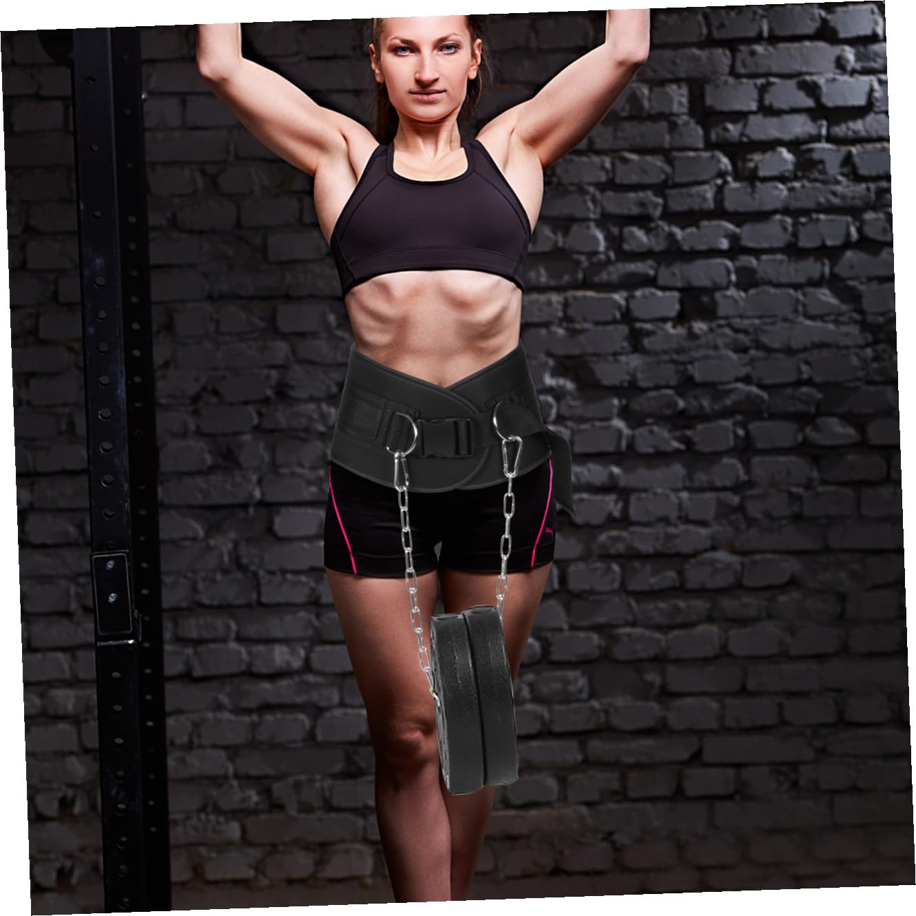 Fitness Dip Gürtel aus Nylon und Eisen, Schwarz, 1 Stück