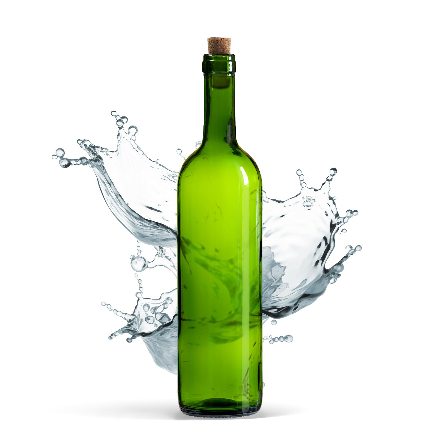 Bouteille 750ml Bordeaux 24 pièces avec bouchon - Bouteilles de vin vide pour brasserie à la maison - Boîte de rangement pour boissons - Décoration de service - En verre vert