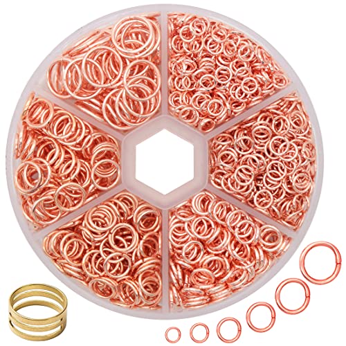 Gmma 1400 Pcs Mixed 6 Sizes/Box Jewelry Making Jump Rings, 4Mm 6Mm 5Mm 7Mm 8Mm 10Mm Jump Rings With 1Pcs Jump Ring Open/Close Tool For Keychains Necklace Repair And Diy Crafts Gifts (Rose-Gold) #TOP22