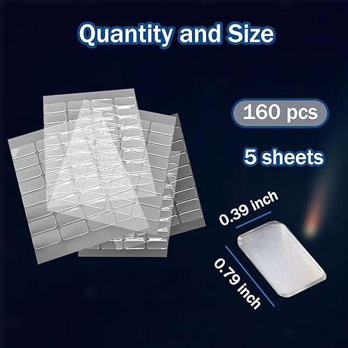 Miniatura 2 de 160 piezas de masilla de montaje, tachuela pegajosa, cuadrada pequeña, extraíble, sin rastro, doble transparente, pegajosa, para póster, museo,