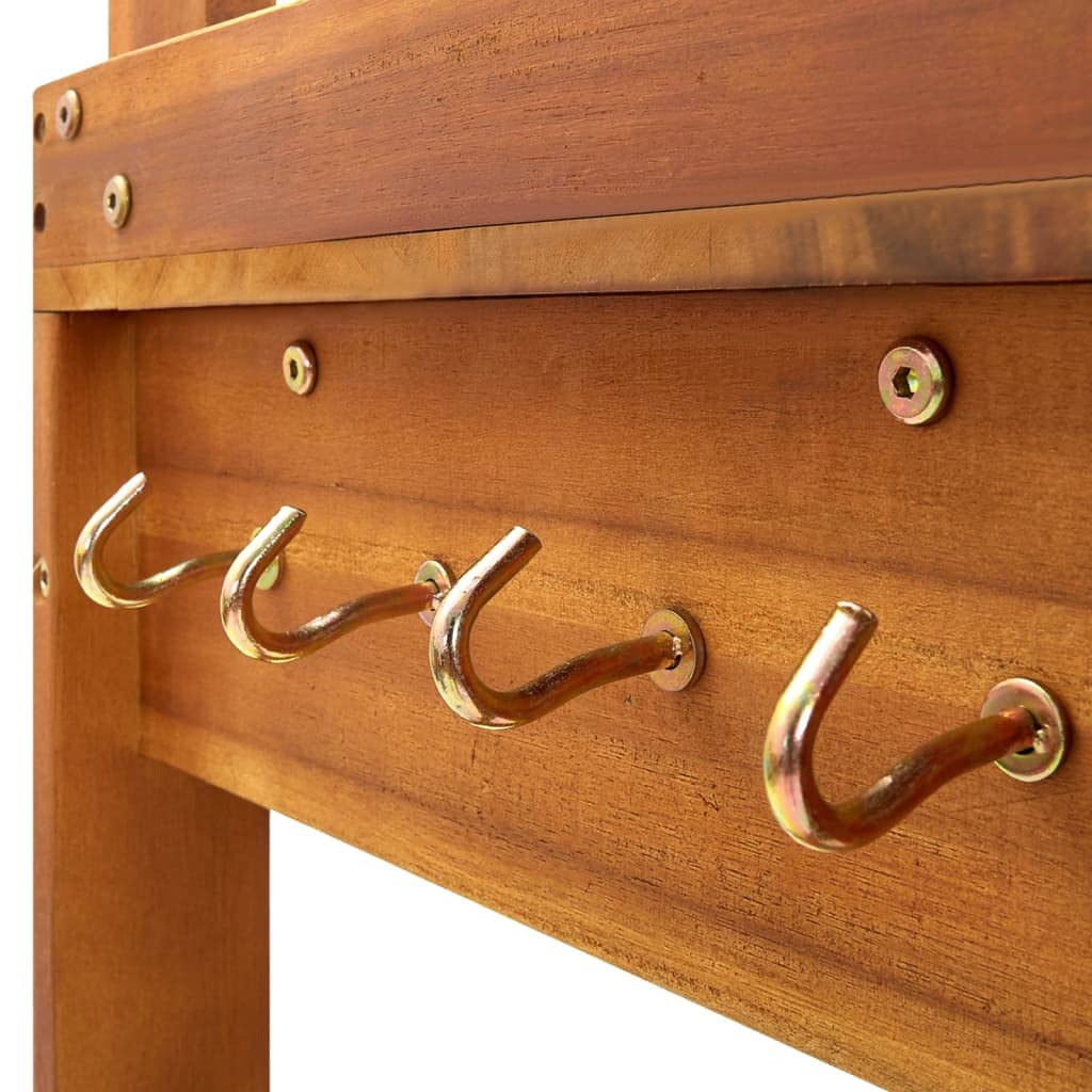 vidaXL Carrito de Cocina Jardín Mesita Ruedas Madera Acacia Maciza