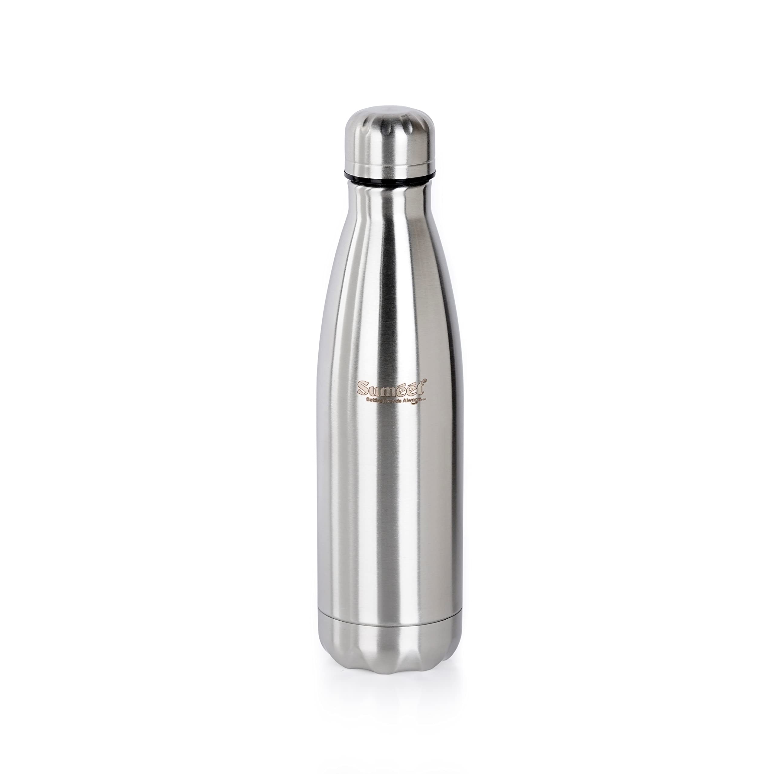 Sumeet Stainless Steel Double Walled Vacuum Flask/Water Bottle, 24 Hours Hot and Cold, 800 ml, Silver - Set of 2 Pcs