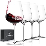 LUNA & MANTHA Wine Glasses Set of 6, Crystal White Wine Glasses with Long Stem, Hand Blown 14oz, Red White Gift Packaging for Daily Use, Wedding Anniversary or Birthday