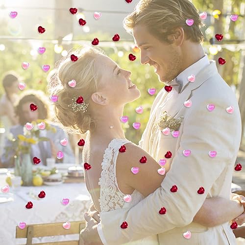 Miniatura 6 de 200 piezas de confeti para el día de San Valentín corazones rojos diamantes confeti con purpurina confeti de papel de San Valentín para boda