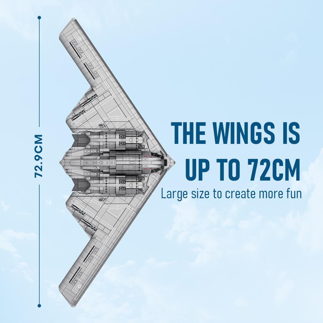 B-2 Strategischer Stealth-Bomber Kampfflugzeug-Flugzeug Klemmbausteine Bauklötze, 1:70 Militär B2 Spirit Bomber mit Waffen Set für Erwachsene-2063 Teile, Entworfen von DarthDesigner