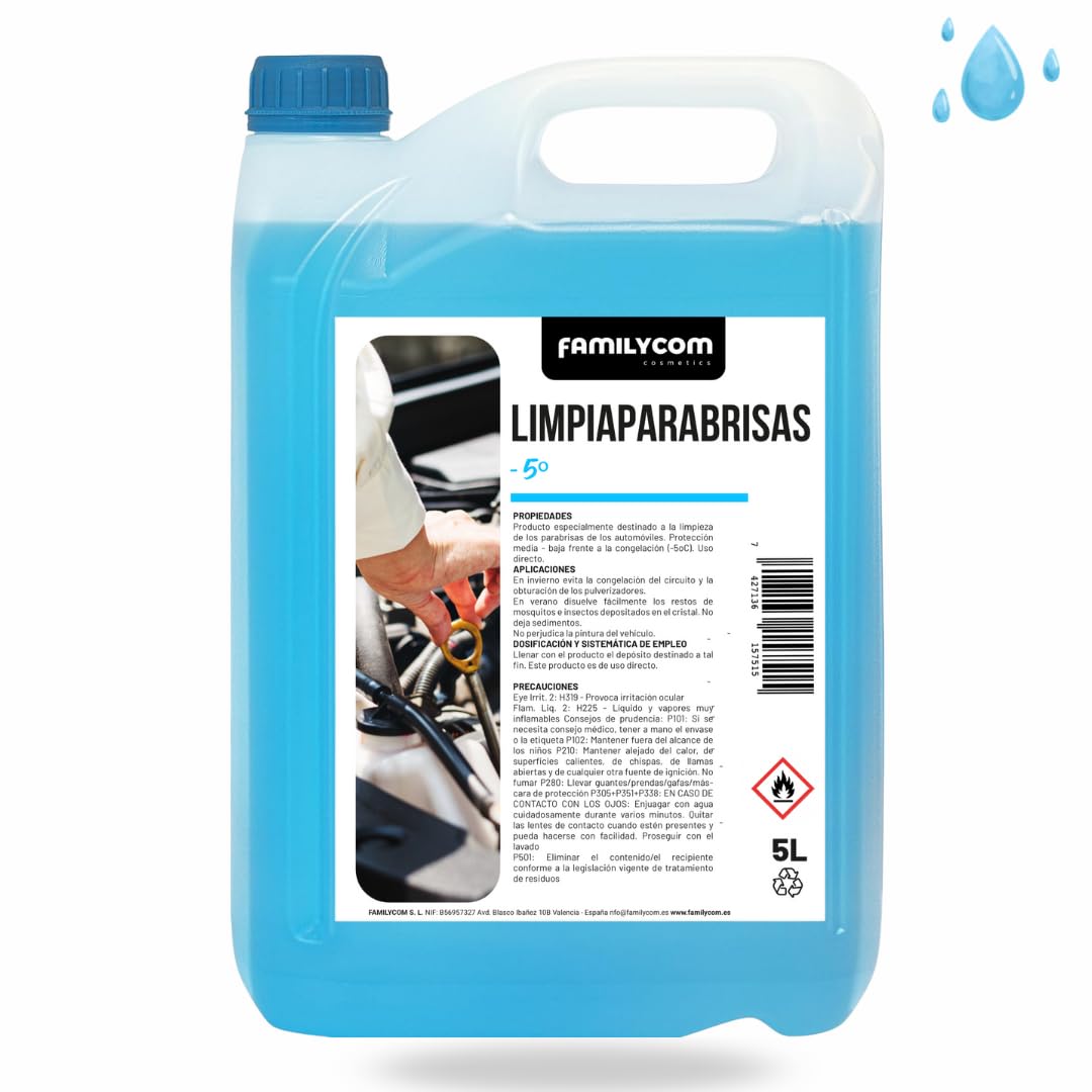 Limpiaparabrisas Coche Concentrado Antilluvia - Visibilidad Superior y Protección hasta -5ºC - No deja Manchas - Fórmula Repelente de Agua – 10L
