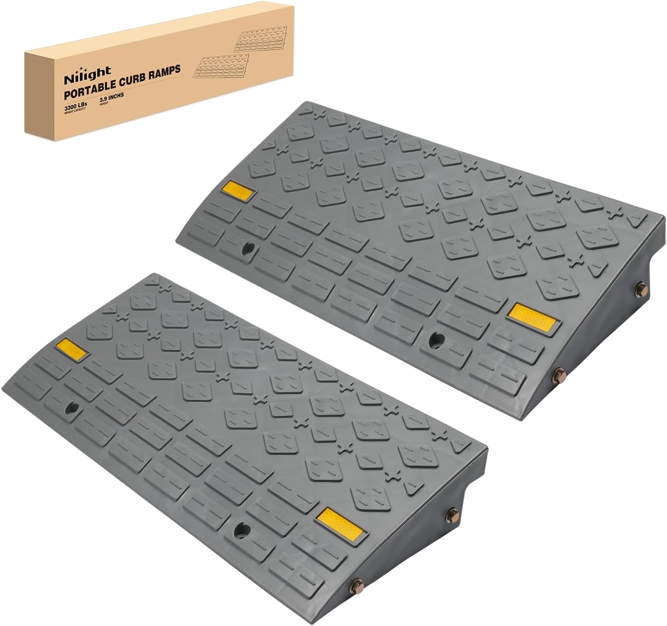 Nilight Curb Ramps 2 Pack, 5.9 inch Rise Durable Plastic Threshold Driveway Step Ramp for Scooter, Bikes, Motorcycle, Dolly, Lawn Mower