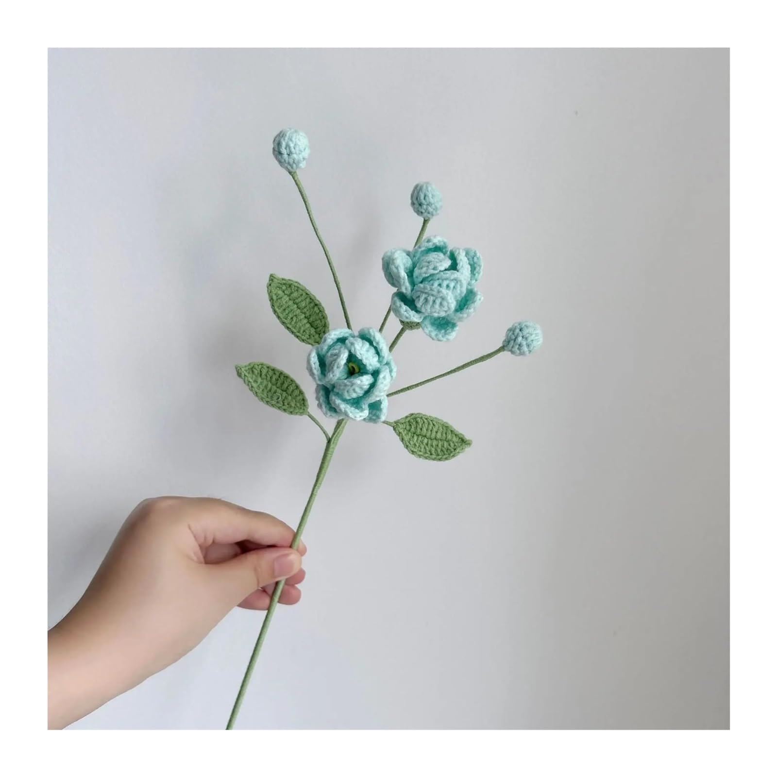 PawUniscript 2pcs Handcrafted Jasmine Crochet Flowers Bouquet | Creative Fake Floral Arrangement For Weddings & Home Decor(Color3)