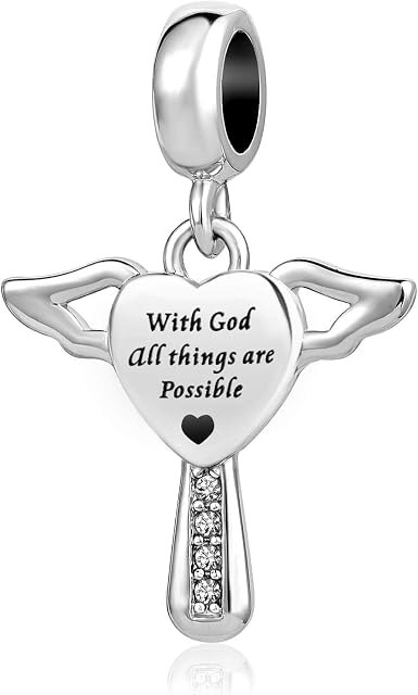 MiniJewelry Women Girls Cross Angel Wing Love Heart Charms for Bracelets Necklaces Pendants Bible Verse Bead
