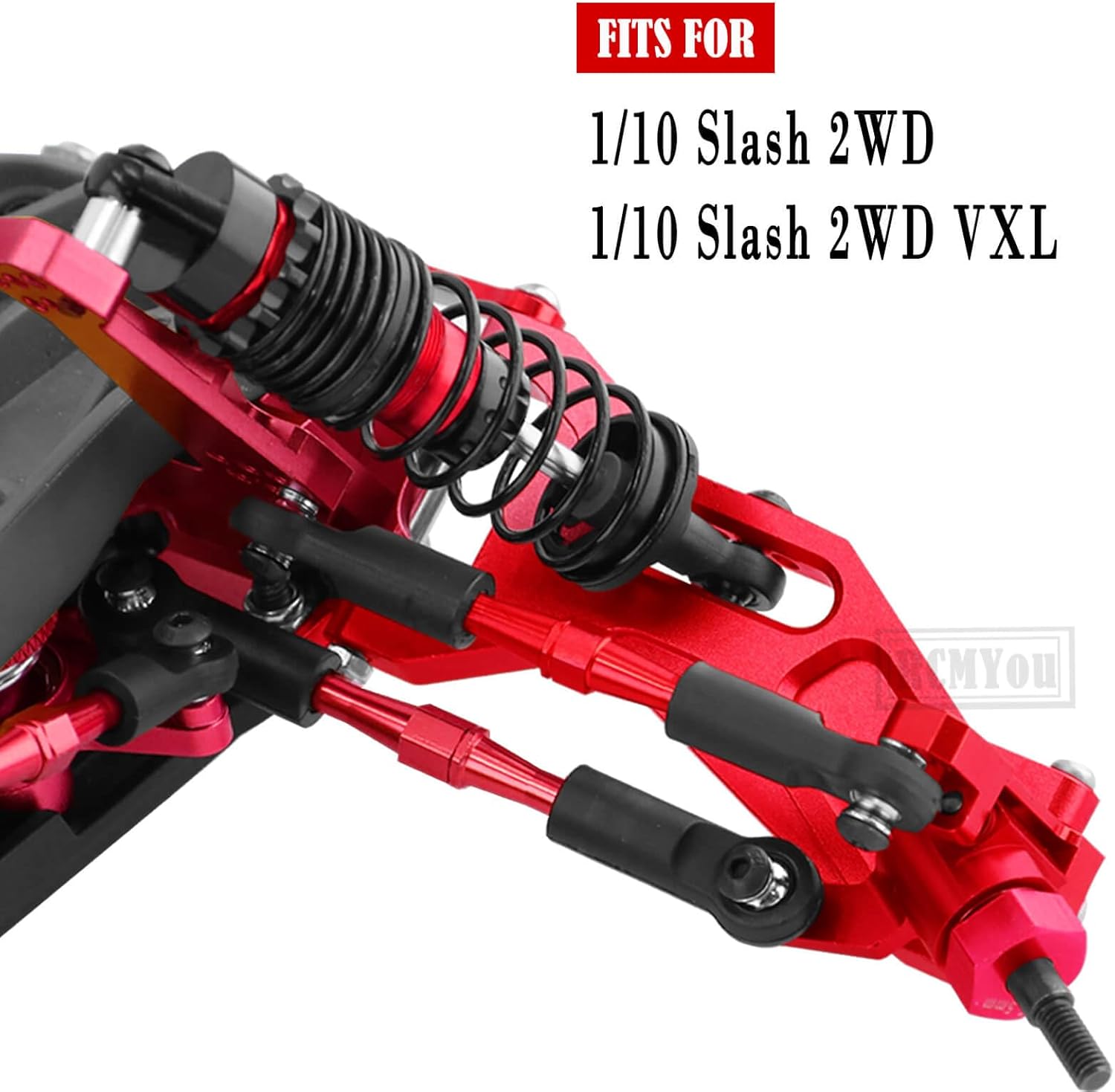 RC Aluminum Suspension A-Arms Upgrades Part for 1/10 Slash 2WD,Alloy Front Rear A Arms Swing Arms Hop Ups w/Tie Bar,Replace 2555,3631,2532,Red