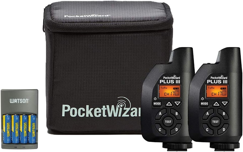 PocketWizard 801-130 Plus III Transceiver 2 Pack with Case and 4-Hour Rapid Charger with 4 AA NiMH Rechargeable Batteries Bundle PocketWizard 801-130 Plus III Transceiver 2 Pack with Case and 4-Hour Rapid Charger with 4 AA NiMH Rechargeable Batteries Bundle