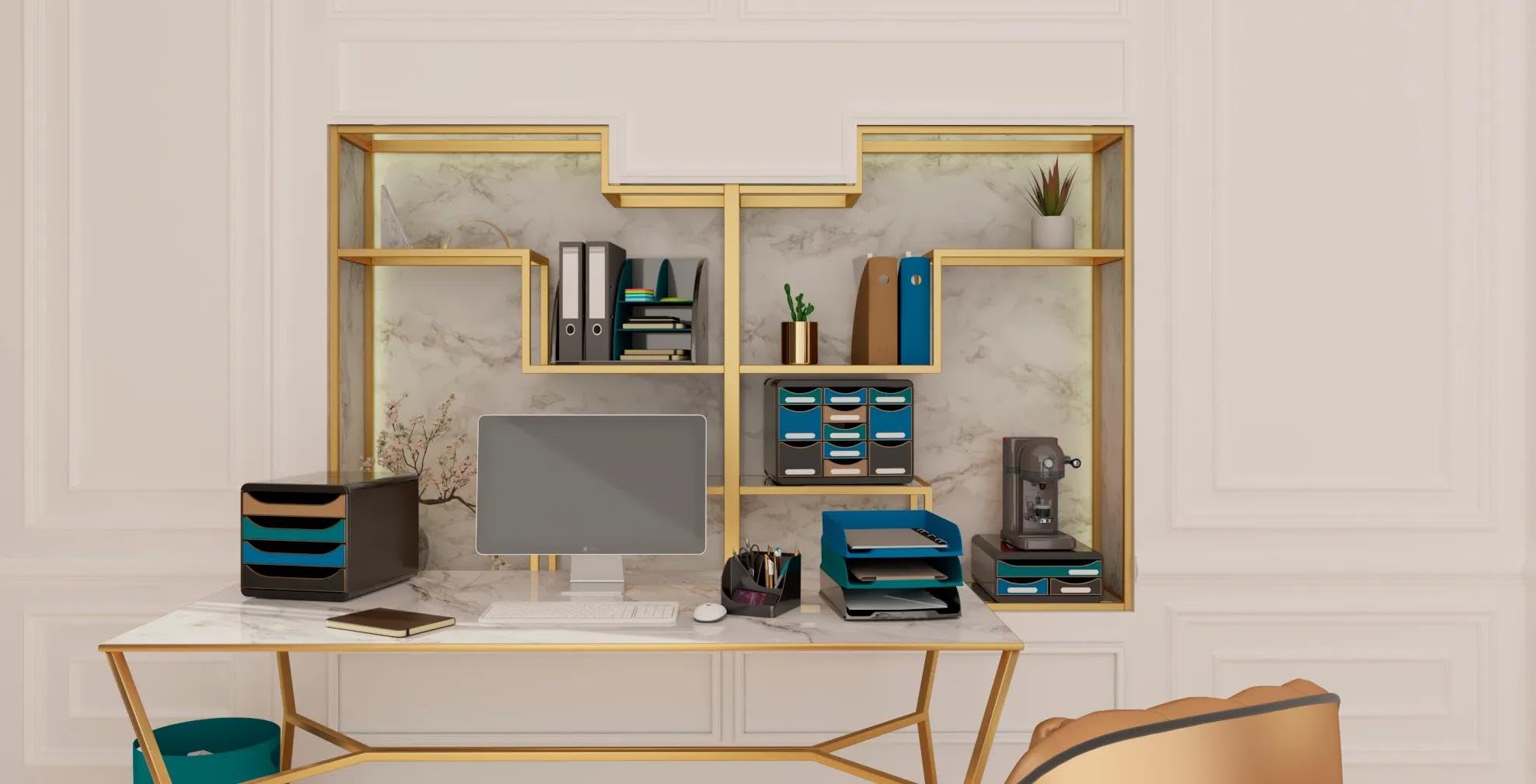 Exacompta Porte-revues MAG-CUBE Néo Déco 26,6x8,2x30,5 cm A4+ Bleu de France