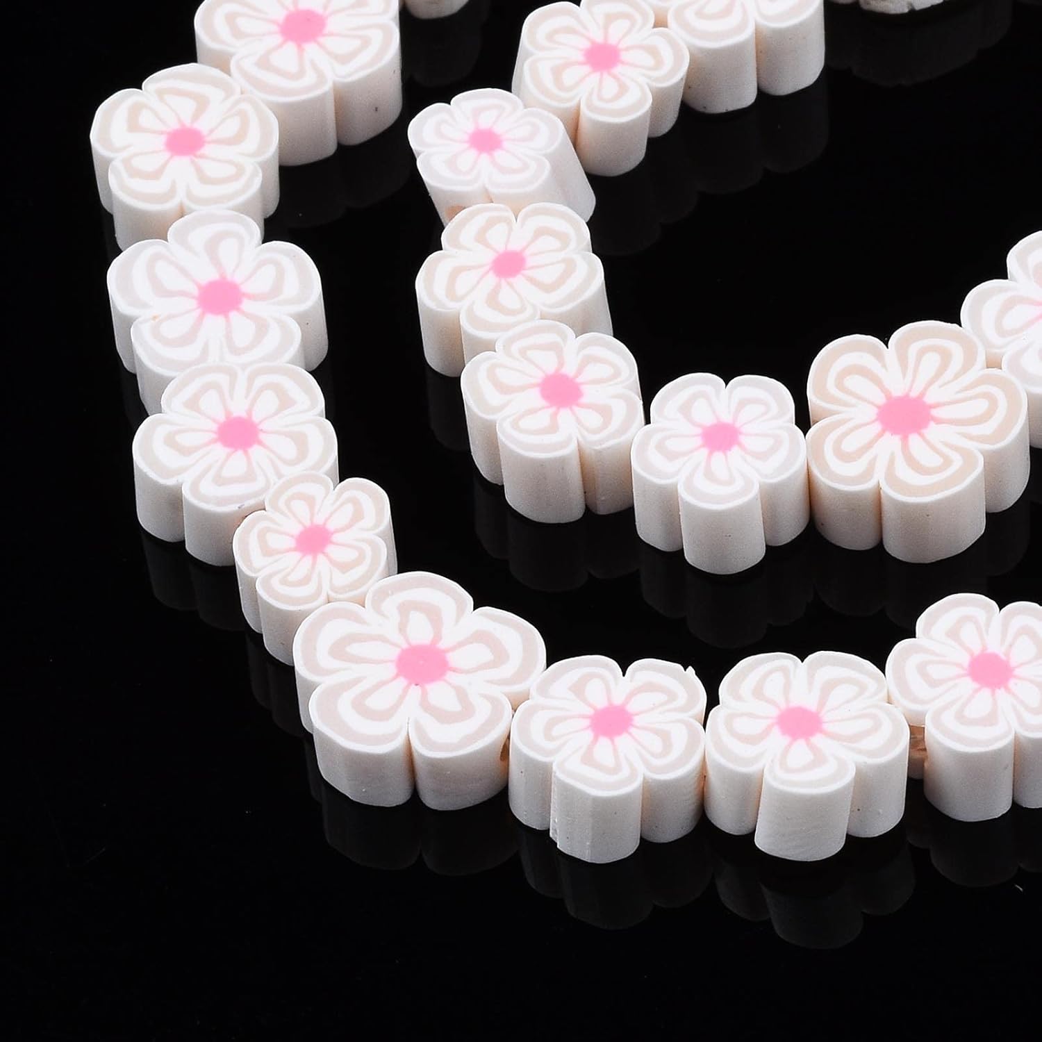 Airssory 380 Pcs Misty Rose Flower Handmade Polymer Clay Loose Beads Spring Pink Floral Spacer Beads for DIY Jewelry Bracelet Crafts Decoration - Image 3