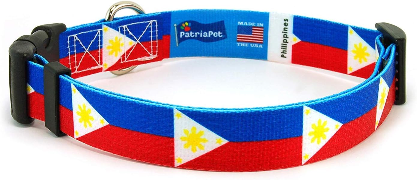 Philippines Dog Collar | Philippines Flag | Quick-Release Buckle | Made in NJ, USA | for Extra Large Dogs