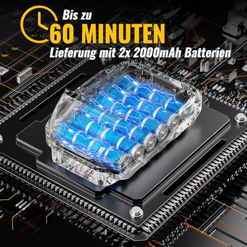 CONENTOOL 600W Akku Rasentrimmer mit 2X 2000mAh Akku, 24 V Rasenkantenschneider mit 3 Arten von Schneidklingen, 8500rpm/min Freischneider – Bild 3
