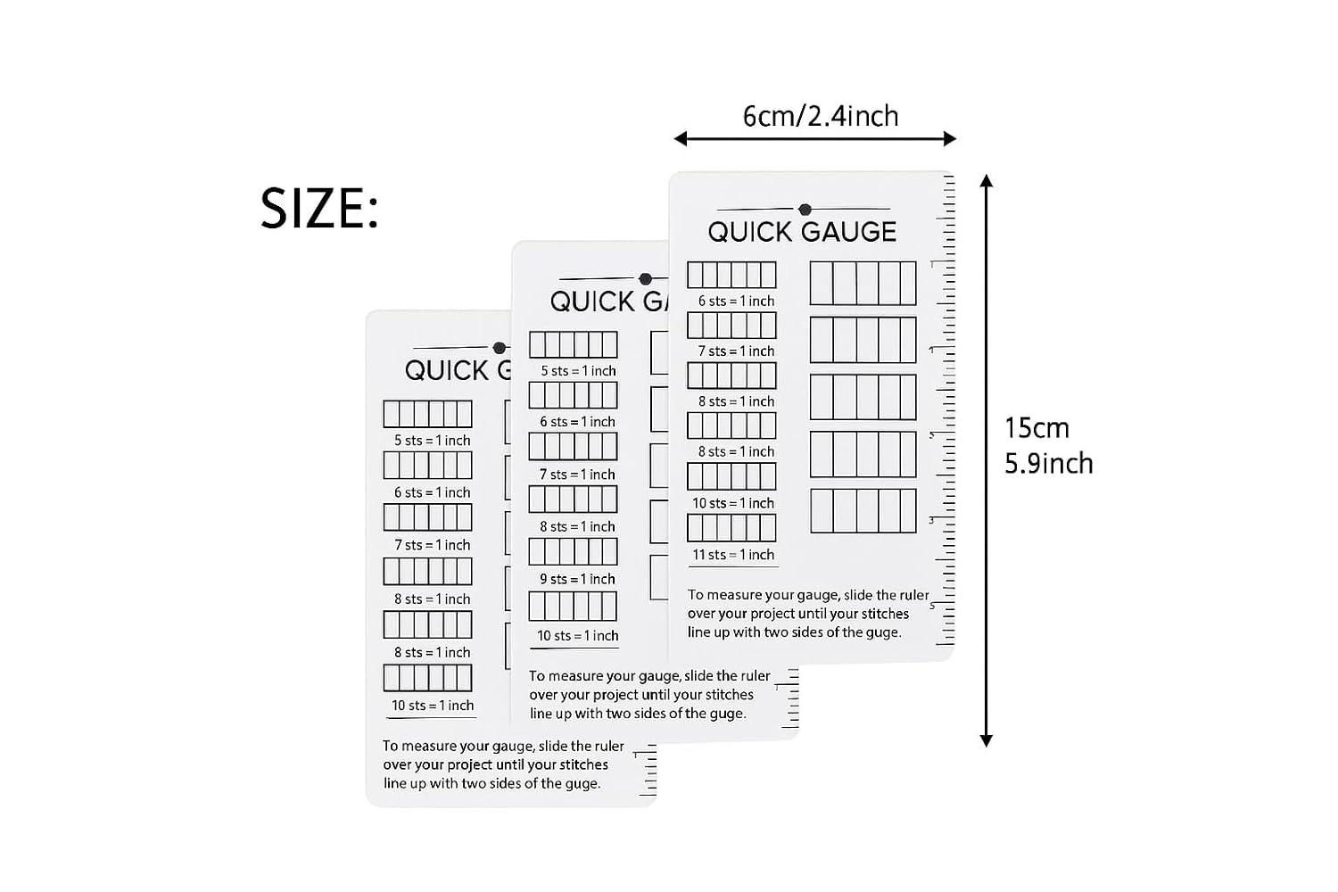 Quick Gauge Ruler for Knit and Crochet, 3-Pack Knitting Gauge Measuring Tools, Non-Slip Quilting & Sewing Rulers for Fast Stitch Checking, Accurate Craft Measuring Tools image 2