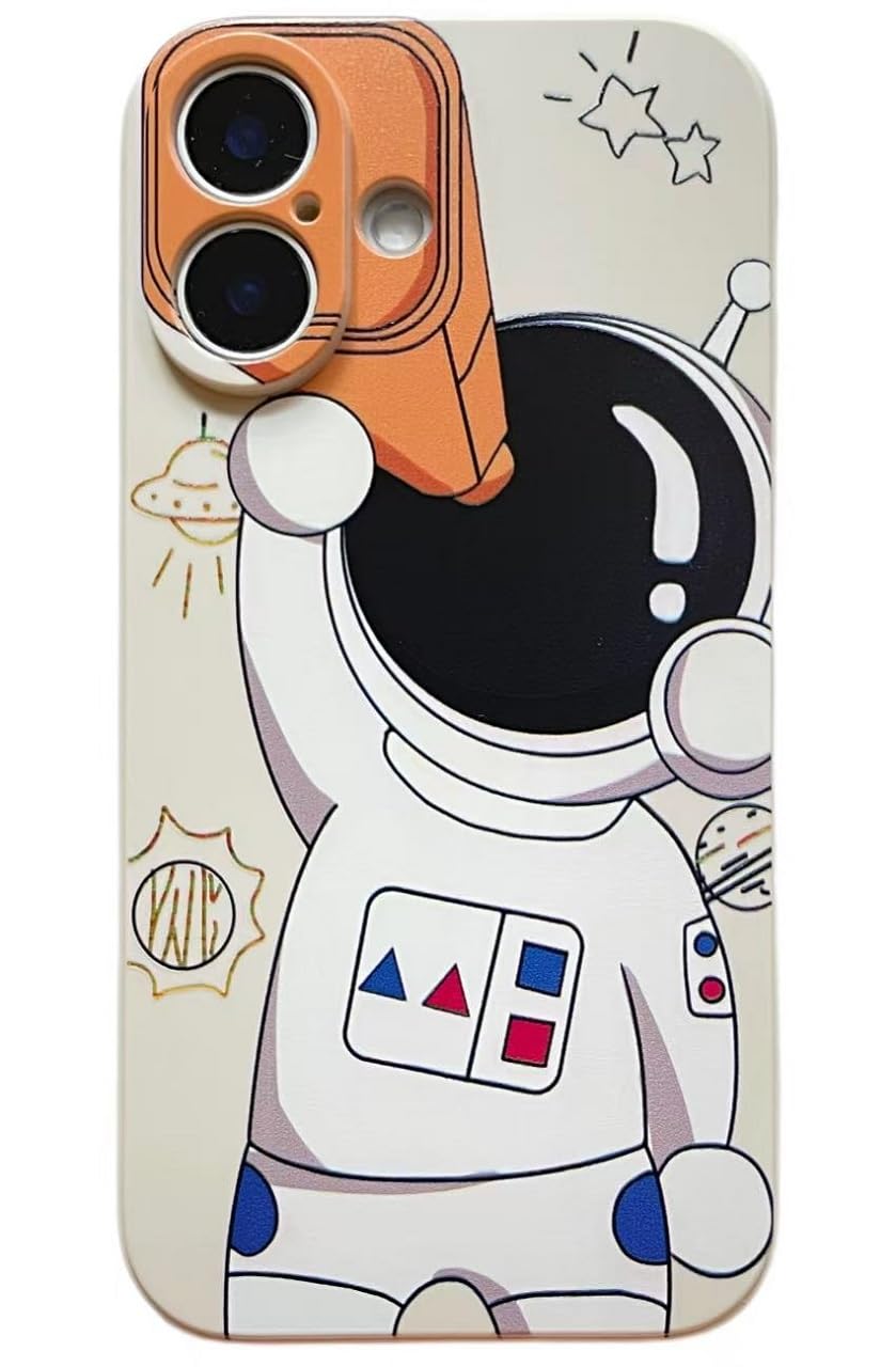 Compatible iPhone 17 Case, 2025 Model, Cute, Astronaut, Telescope, Space Exploration, Animation, Universe, Popular, Fashionable, Korea, Fashionable, Funny, Cute, Thin, Slim, Shockproof