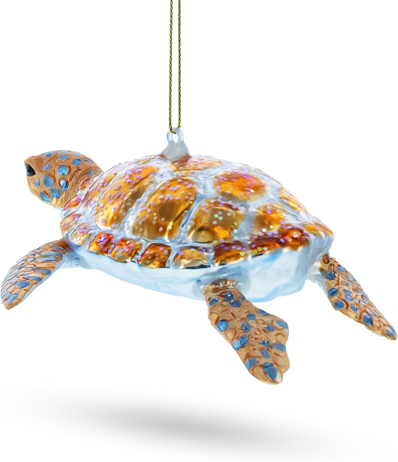 Glittered Turtle Blown Glass Christmas Ornament - Image 3
