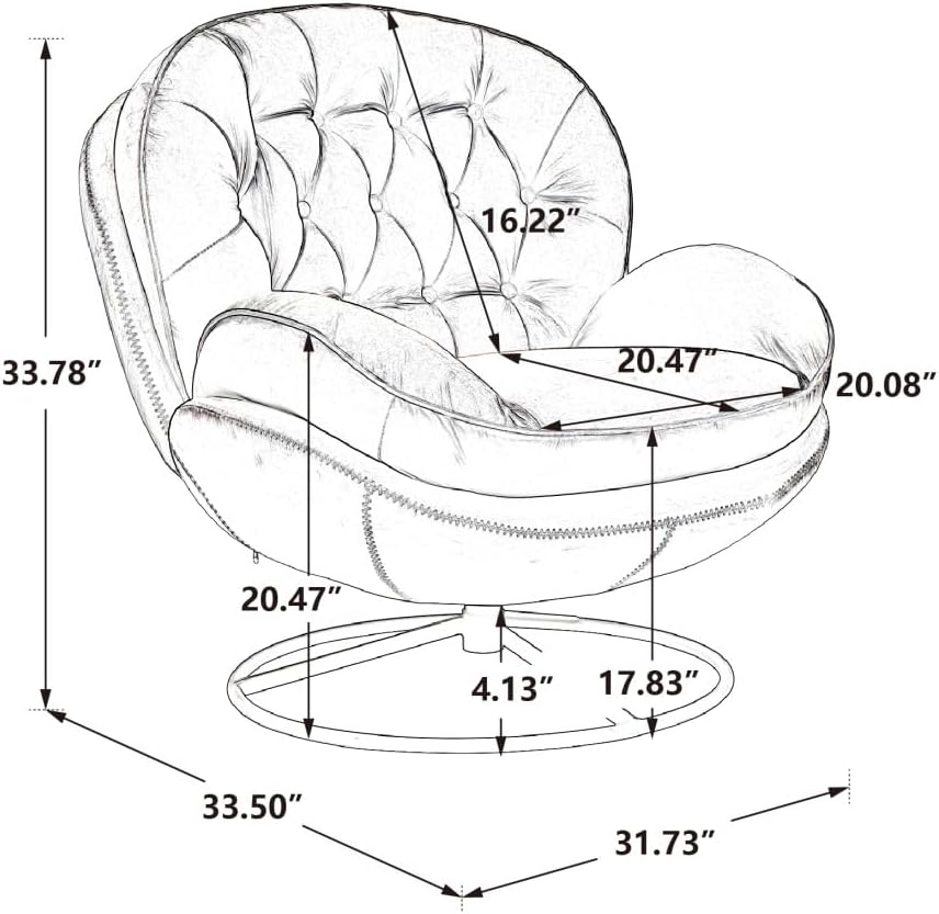 TRIPLE TREE Velvet Swivel Accent Chair with Ottoman,Modern Chaise Lounge with Footstool,Comfy Armchair TV Chairs with Metal Frame and Legs for Living Room,Bedroom,Office,Beige