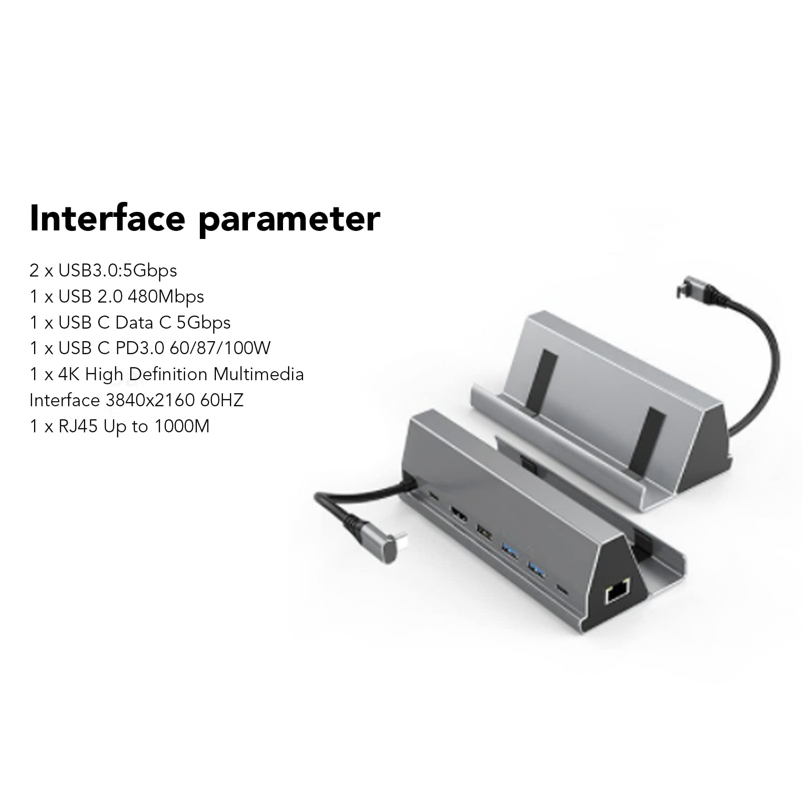 Sxhlseller Estación de Acoplamiento de Concentrador USB C 7 en 1, Adaptador USB C a HDMI, 2 USB 3.0, RJ45, USB 2.0, USB C, PD de 100 W, Adaptador Multipuerto USB C para DELL para HP para