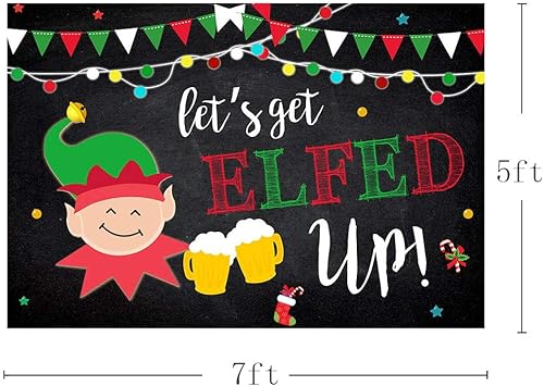 Miniatura 3 de MEHOFOND Fondo de fotografía de elfo para adultos, 7 x 5 pies, luces con purpurina para Navidad, suéter feo de invierno, Navidad, vacaciones,