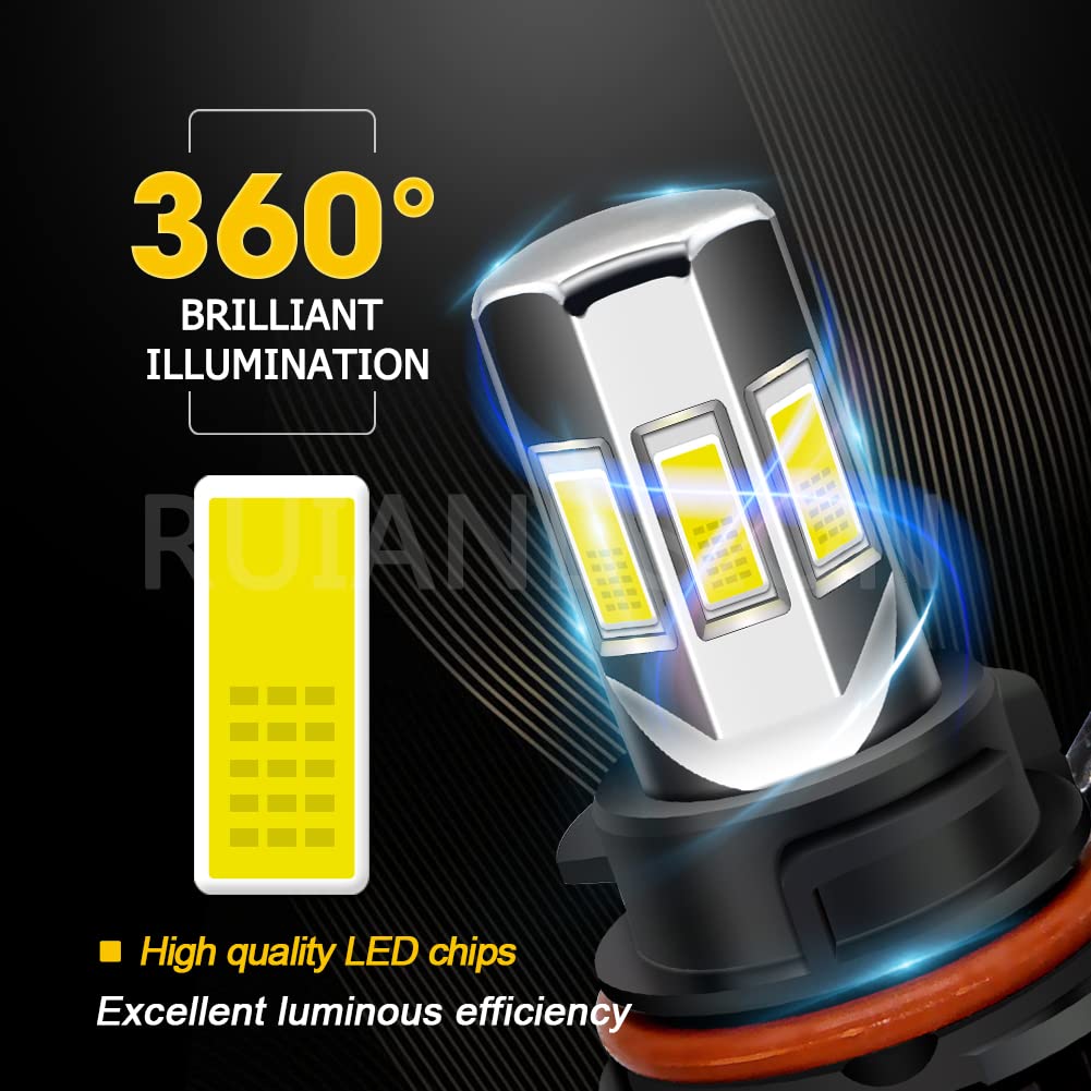 Ruiandsion Ampoule LED PH11 Phare Moto, 9-85V AC/DC 32W 3000LM 6000K Blanc Froid, Ventilateur Silencieux Anti-vibration, Ampoule de Remplacement Universelle pour Moto Scooter Quad